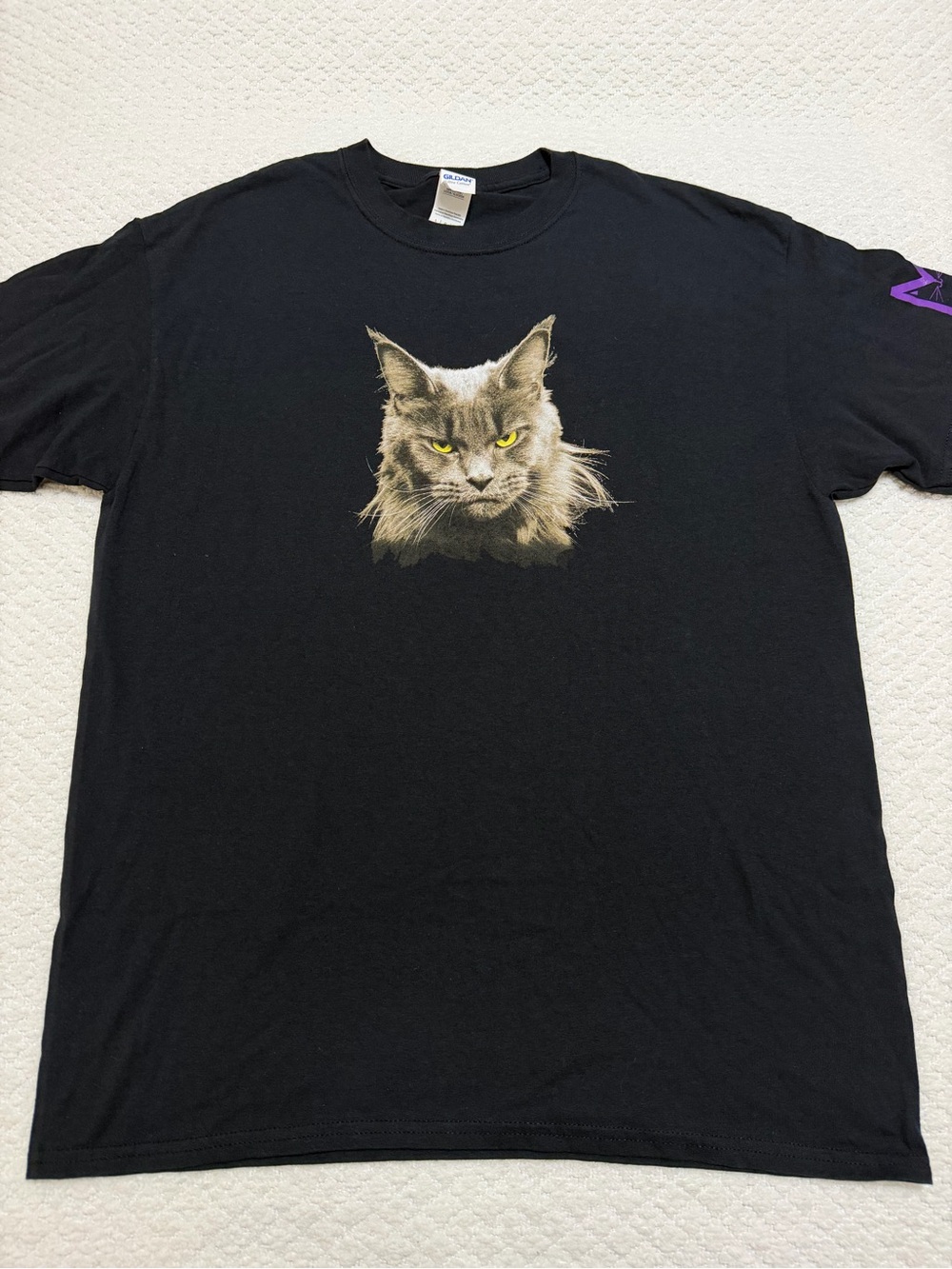 Angry Cat Short Sleeve Shirt Black 100% Cotton Size Large